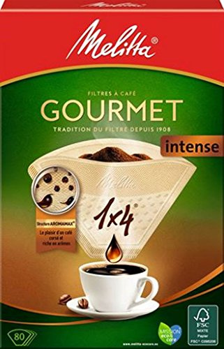 Melitta, 80 Kaffeefilter, Größe 1 x 4, für Filterkaffeemaschine, Gourmet Intense, Braun