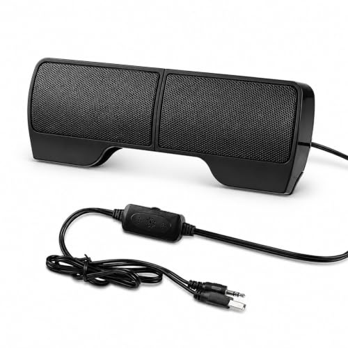 Aukson P01C Mini Lautsprecher 6W mit 3,5 mm Klinke & USB für PC Laptop | 2×3W Stereo, Lautstärkeregler, kompakt und tragbar, USB-Stromversorgung, ideal für Laptop, PC und Notebook