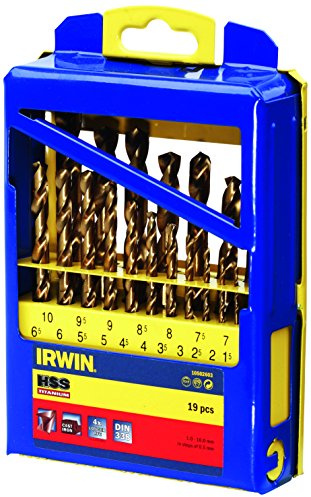 IRWIN 10502603 - Juego serie Titanium, 19 uds. en estuche de metal: 1.0 - 10.0 mm en incrementos de 0.5 mm