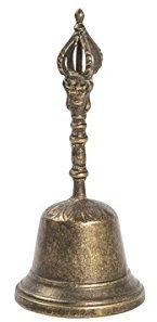 arterameferro Campana Campanella in Ottone Brunito con Manico Corona da Tavolo