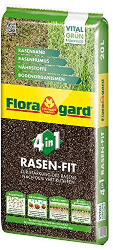 Floragard 4 in 1 Rasen-Fit 20 L für 10 m² Rasenerde Rasensubstrat zur Neuanlage zur Ausbesserung und Pflege des Rasens zum Topdressing nach dem Vertikutieren