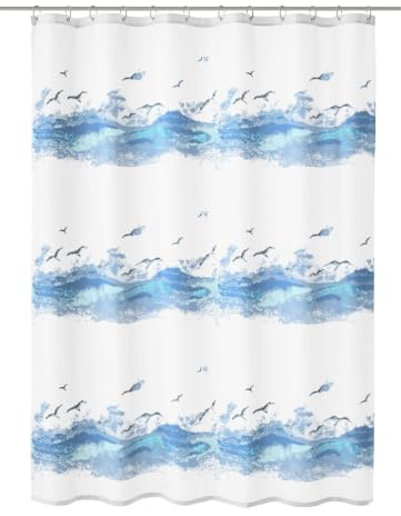 Kleine Wolke Duschvorhang Textil Seaside Krokusblau 180 x 200 cm | OEKO-TEX zertifiziert, wasserabweisend, verstärkte Ösen, mit Beschwerungsband, weiches Textilgewebe, maschinenwaschbar