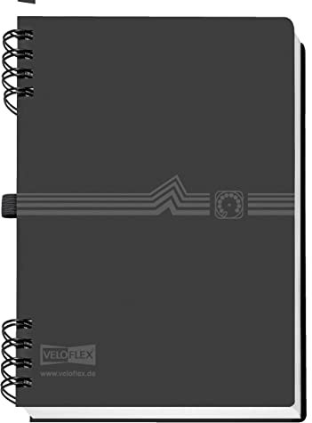 VELOFLEX 5105180 - Adressbuch mit Spiralbindung DIN A5, PP, mit 12-tlg. Register, Telefonringbuch schwarz