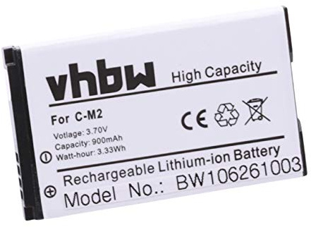 vhbw Batería reemplaza Blackberry C-M2 | BAT-11004-001, ACC-11004-201 para móvil, smartphone PDA, notepad, tablet (900 mAh, 3,7 V, Li-Ion)