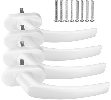 4 x Alu Fenstergriff in Weiß RAL 9016 - Stiftlänge 30mm