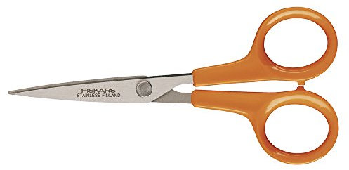 Fiskars Ciseaux de Précision, Classic, Longueur : 13 cm, Pour Droitiers et Gauchers, Lame en Acier Inoxydable/Manche en Plastique, Orange, 1005153