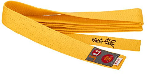 Budogürtel gelb mit Bestickung Ju-Jutsu (Japanisches Kanji)
