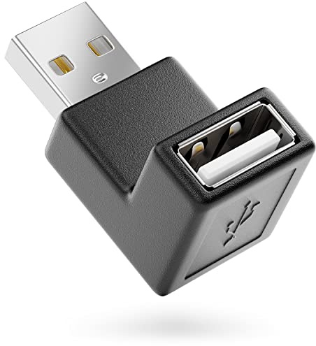 deleyCON Adaptador de Àngulo USB 2.0 - Adaptador de Àngulo de 90° - A Macho a A Hembra - Compatible con Todos los Cables USB - Optimal Cable Management