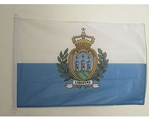 AZ FLAG - Drapeau Saint Marin Spécial Extérieur - 90x60 cm - Pavillon Nautique Saint-Marinais En Maille Bloquée Avec Anneaux Plastiques Intégrés - 80g