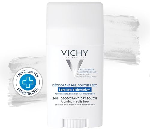 Vichy Hautberuhigender Deo-Stick, Deodorant für Frauen und Männer, 24h trockene frische Haut mit antibakterieller Wirkung, Ohne Aluminiumsalze, Bei empfindlicher oder frisch rasierter Haut, 40 ml