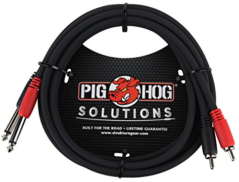 Pig Hog PD-R1403 Dual RCA (Male) to Dual 1/4 Mono (Male) Cable, 3 Feet
