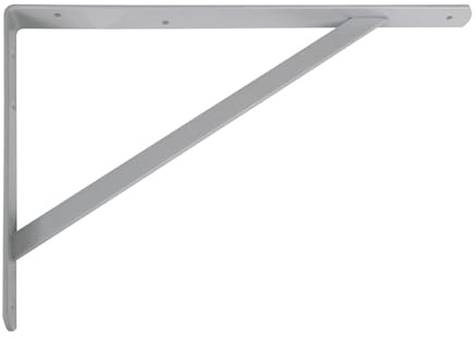 Amig - Soporte para Estantería de Pared - Escuadra en Acero - 400x275 mm - Color Gris Metalizado - Resistente hasta 225 kg - Ángulo para Estantes - Soporte para Baldas - Fácil de Instalar