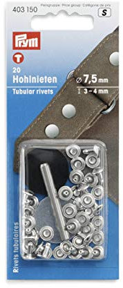 Prym 403150 Hohlnieten silberfarbig, 3-4 mm, 20 Stück