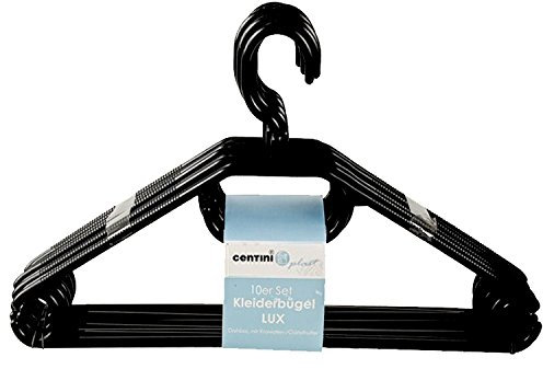 100 Kleiderbügel aus Kunststoff, schwarz, mit Gürtel- und Krawattenhalter, Anti-Rutsch-Rillen