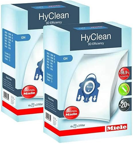 2 x Miele GN HyClean 3D Efficiency Dustbags for Classic, complete, S2000, S5000 e S8000 Series