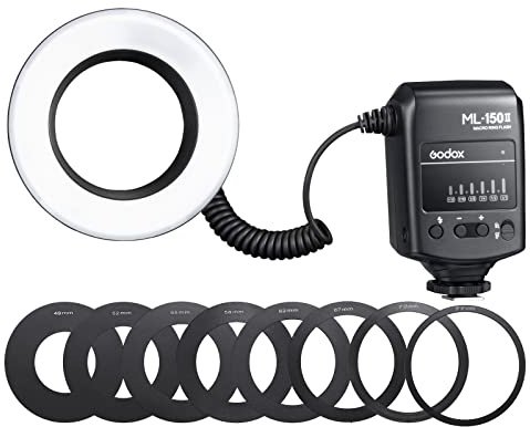 Godox ML-150II Macro Ring Flash Light GN12 with 8 Lens Adapter Rings for Canon Nikon Pentax Olympus DSLR Cameras