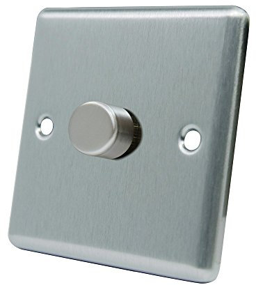 AET CSC1GDIM40 Satin Chrome Classical 400W-10 Amp Single 1 Gang 2 Way 400W Light Dimmer Switch, 400 W, 240 V, 1 Count