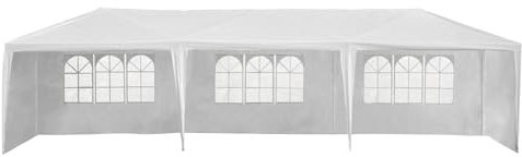Tente de Réception 3×9 m ALIZÉ, Chapiteau de Jardin pour Mariage, Fête, Anniversaire, Toile Déperlante avec Fenêtres et Panneaux Latéraux, Blanc