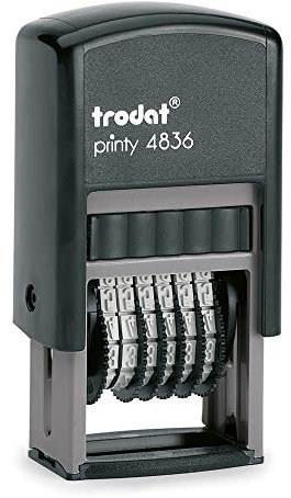 Trodat Printy 4846 Selbstfärbender Nummernstempel mit 6 Stellen, 4mm, Stempelfarbe schwarz, 28 x 4 mm