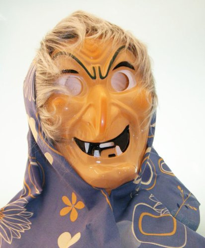 Markenlos Hexenmaske mit Kopftuch und Haar 06