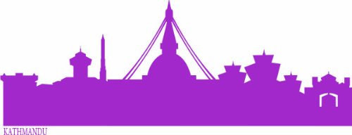 INDIGOS UG - Wandtattoo Wohnzimmer - Wandaufkleber Kathmandu (Nepal) 240x52 cm - Flieder e554 Skyline Stadt - Aufkleber Kinderzimmer Schlafzimmer Küche Badezimmer Büro Dekoration