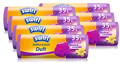 Swirl Avfallspåsar vaniljparfym lavendel, 35 l set med 7 (7 x 9 stycken)