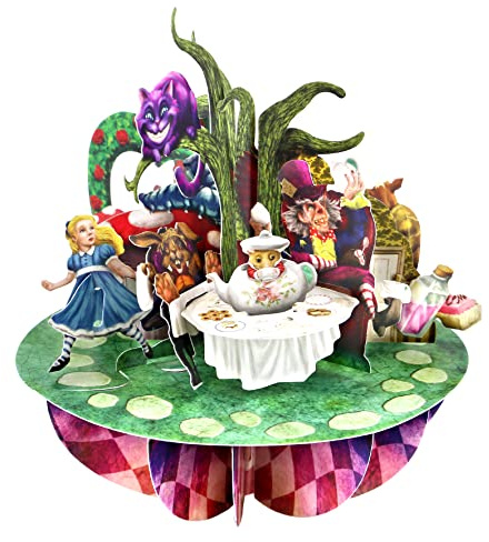 SANTORO Pirouette, Biglietto d'auguri pop-up 3D - Alice nel paese delle meraviglie - Per lei, per i bambini, compleanno (nero|bianco)