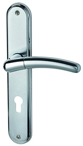 Alpertec Türbeschlag Betty - LS Messing chrom/chrom satiniert für Wohnungseingangstüren PZ Drückergarnitur Türdrücker Türbeschläge, 32961063