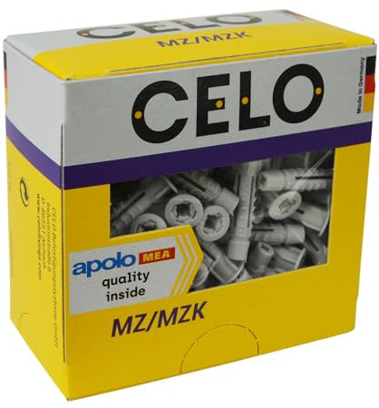 Celo Universaldübel mit Kragen MZK 6x30 - Dübel mit 4-fach Spreizung und Knotenbildung - Mehrzweckdübel, Nylon grau - 100 Stück