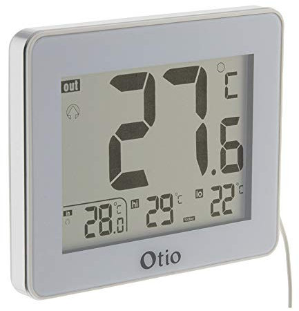 Otio - Thermomètre intérieur extérieur filaire - Blanc - grand écran