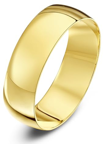 Theia Unisex Ehering 9 Karat Gelbgold, Weißgold oder Roségold Massive D-Form, poliert, 2-10mm
