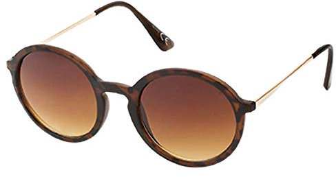 CHICNET Hochwertige Sonnenbrille Pilotenbrille 400 UV Round Glasses Dünne Metallbügel vintagesteg Braun