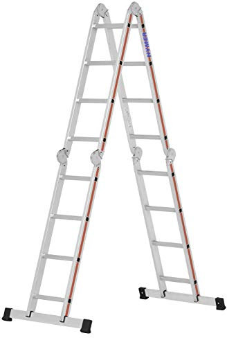 Hymer Vielzweckleiter 4x4 Stufen (max. Höhe 3,6 Meter als Anlegeleiter, Stehleiter, zusammenklappbar) 404316