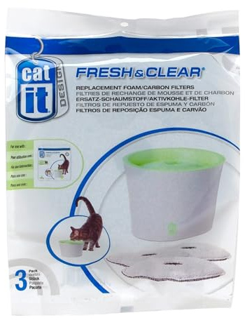 Catit Fresh and Clear Replacement Foam/ Carbon Filters, Pack of 3