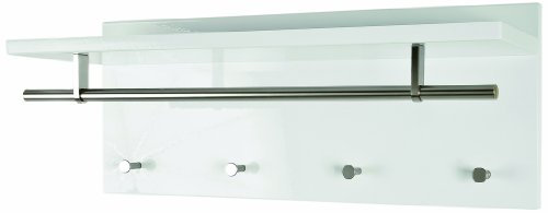 HAKU Möbel Wandgarderobe edelstahloptik, weiß, MDF - Maße: B 75 cm x H 30 cm x T 26 cm, Style: Modern