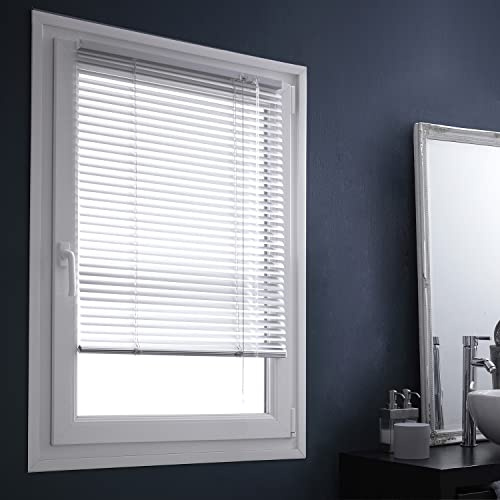 MADECOSTORE Jalousie aus Aluminium, 25 mm, ohne Bohren – Grau – L 107 x H 150 cm