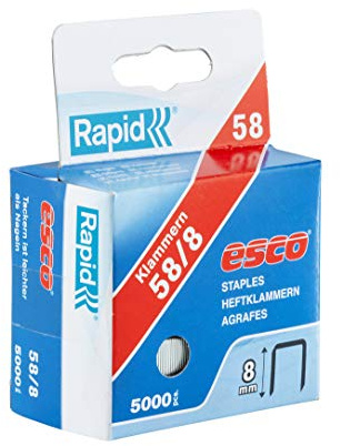 Rapid Esco häftklamrar typ 58, 8 mm klämmor, 5 000 st, fintrådsklämmor för Esco handhäftare