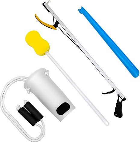 FabLife Hüft-Set für tägliche Lebensmittel für Mobilität, Hüftersatz-Erholung, Knie- und Rückenchirurgie inklusive Greifer, Badeschwammstab, geformte Sockenhilfe, Schuhlöffel