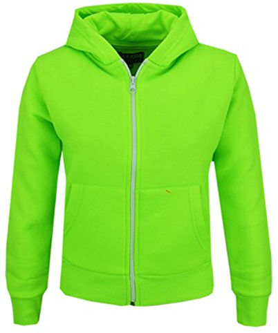 A2Z 4 Kids® Barn Flickor Pojkar Plain Fleece Med Huva Luvtröja - Hoodie Plain Neon Green 13 Years