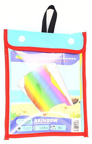 Wolkenstürmer® Einsteiger Drache Sled Regenbogen bunt ab 3 Jahren - Einsteiger Rainbow Drache für Kinder ab 3 Jahre - 1 Leiner Flugdrachen ohne Gestänge