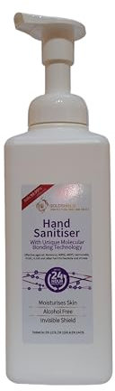 24 Hour Hand Sanitiser Foamer with Residual Anti-Microbial Barrier, NHS Grade, Alcohol-Free, Water Based Solution - Natural Grape Scent - 500ml by Goldshield