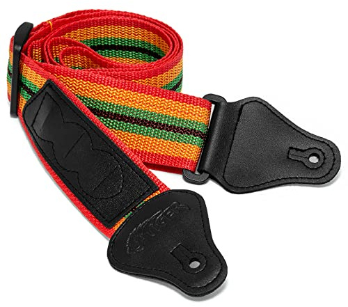 TIGER STP2-RB Nylon Gitarrengurt für Akustische, Klassische, Elektrische und Bassgitarren - Reggae Design | für Akustische, Klassische, Elektrische und Bassgitarren
