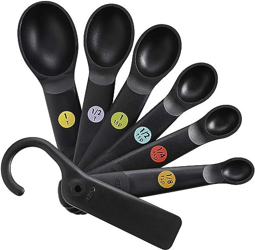 OXO Good Grips 7-teiliges Messlöffel-Set, schwarz – Messbecher für kleine Mengen