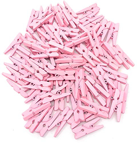 Mini épingles à linge en bois roses pour décoration de mariage ou scrapbooking 25 mm