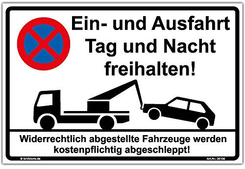 Schild 300x200 mm Ein- und Ausfahrt freihalten Hinweisschild stabile Aluminiumverbundplatte 3mm stark