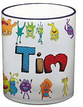 Ma2ca® Bunte Monster Namens Kindertasse mit eigenen Namen Tasse Becher-Rand_Kobaltblau