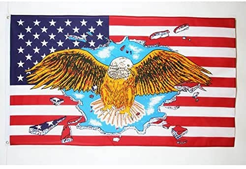 AZ FLAG Drapeau USA avec Aigle Jaune 150x90 cm Polyester 100D 2 Œillets | Usage intérieur et extérieur Drapeau décoratif de l'aigle us coutures doubles et bords renforcés avec œillets métalliques