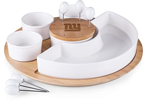 Picnic Time Unisex Erwachsene NFL Symphony Appetizer Serviertablett Set, Naturholz, 14 x 12 4 US