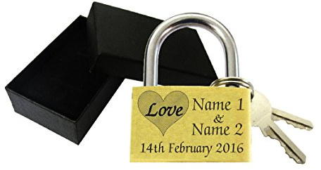 Love Lock 40mm Personalised Engraved Padlock with Gift Box, Anniversary, Present Love Heart Made And Engraved By TSM Trading