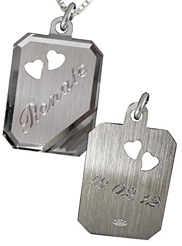 925 Silber Anhänger mit 2 ausgestanzten Herzchen +Kette + Gravur